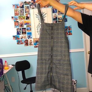 Ivy + Main Tillys Grey And Blue Plaid ZIP Up Dress